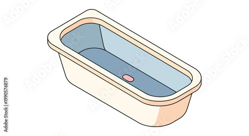 Isometric Vector Illustration of an Empty Bathtub Isolated on White Background for Interior Design and Hygiene Concepts