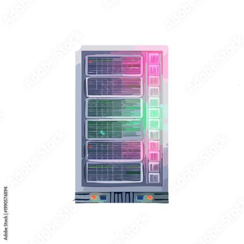 A vending machine with various colored lights