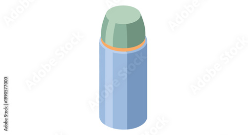 Isometric vector illustration of a thermos vacuum flask for hot or cold beverages isolated on white background