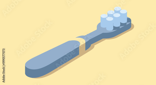Isometric blue toothbrush vector illustration for dental hygiene and oral health care