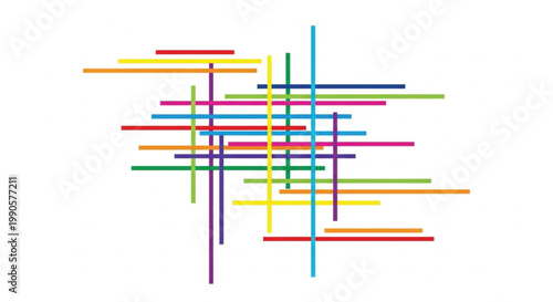 Colorful intersecting lines, vibrant geometric shapes, abstract background, multicolored stripes