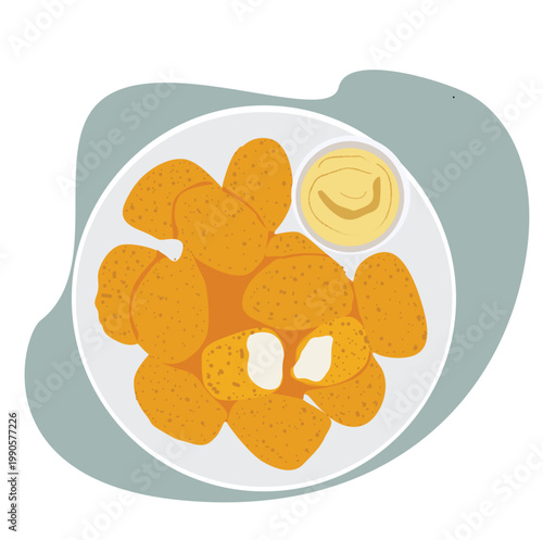 nuggets and cheese sauce. vektor 
