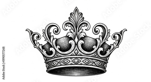 Ornate Royal Crown Illustration Symbol of Power and Royalty.