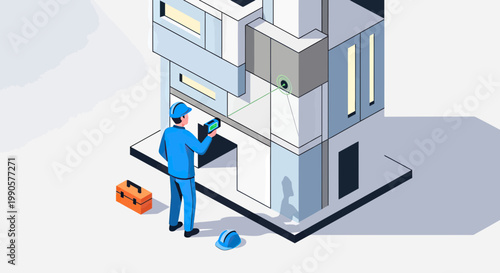 Isometric Building Inspector Using Thermal Imaging Camera for Energy Audit and Structural Maintenance Analysis