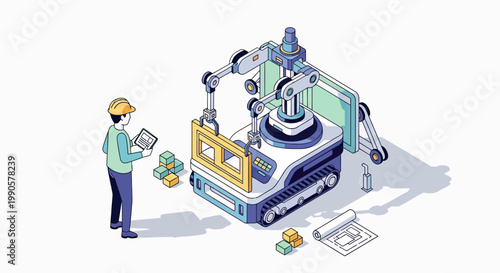 Isometric White Ceramic Toilet Illustration, Modern Bathroom Interior Fixture Vector Graphic