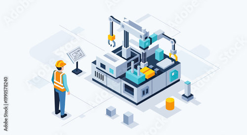 Modern White Ceramic Toilet Bowl with Open Lid in Isometric Vector Illustration Style