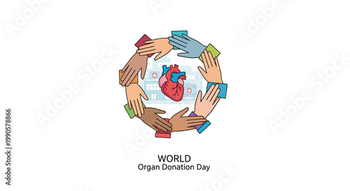 World Organ Donation Day Hands Heart Symbol.