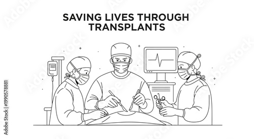 Surgeons Performing Life Saving Transplant Operation.