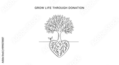 Heart Shaped Tree Roots Symbolizing Life Growth Through Donation.