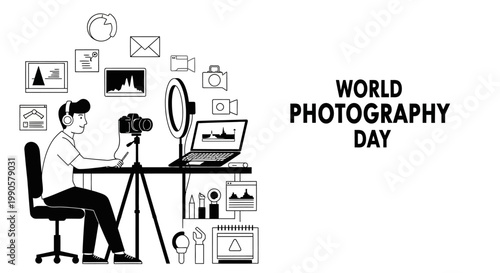World Photography Day Celebration with a Photographer at Work.
