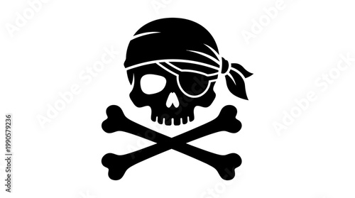 Pirate skull and crossbones symbol.