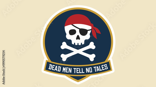 Pirate skull logo with crossed bones.