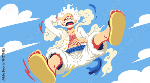 Cartoon character jumping in the air.