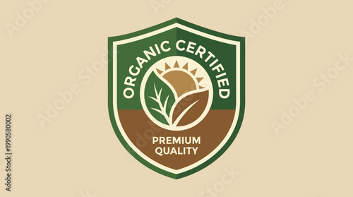 Organic certified premium quality logo symbol.