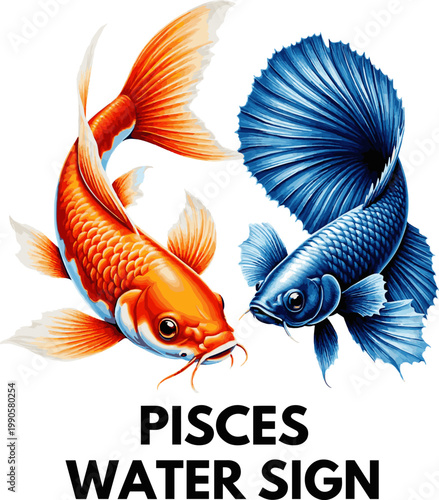 Isolated a realistic kinds of deferent Pisces vector art with white background..