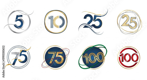 Collection of Anniversary Numbers and Celebration Icons.