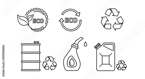 Eco friendly fuel icons and symbols for sustainability.