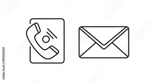 Telephone and Envelope Icons Representing Communication Methods.