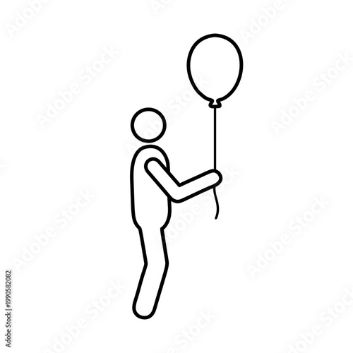 風船を持つ人物のラインアイコン