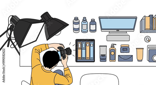 Photographer Capturing Product Shots with Studio Lighting.