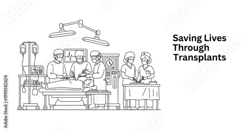 Surgical Team Performing Life Saving Transplant Operation.