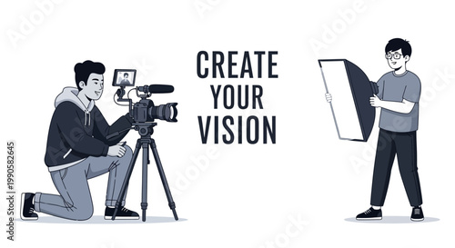 Filmmaker and photographer creating content with professional equipment.