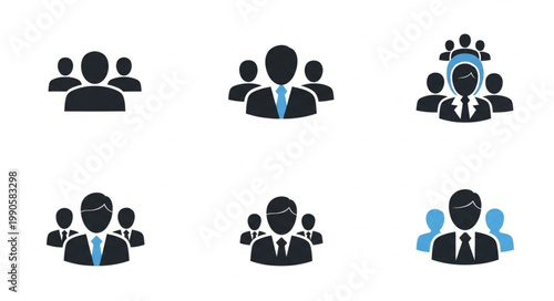 Collection of Diverse Business Team Icons Representing Collaboration.