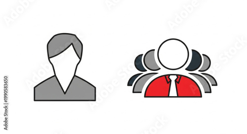 Illustration of a single person versus a group of people.