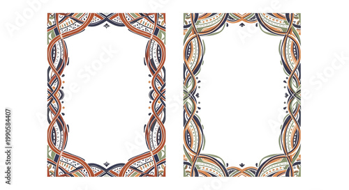 Set of Two Ornate Decorative Vector Frames with Intricate Ornamental Patterns