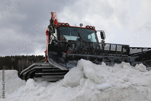 Canvas Print snowcat is a special tracked vehicle used for preparing ski slopes and ski trail