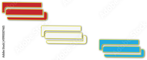 Abstract Minimalist Colorful Bars Composition with Red Yellow and Blue Horizontal Rounded Rectangles on White Background
