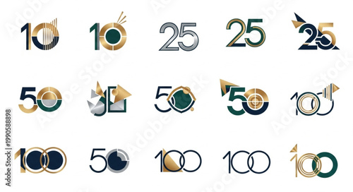 Collection of Anniversary Numbers and Symbols for Celebrations.