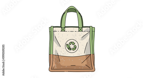 Eco friendly reusable shopping bag with green handle and logo