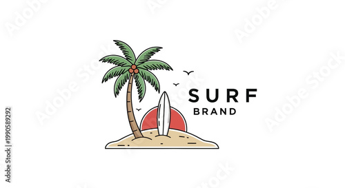 Surf brand logo with palm tree.