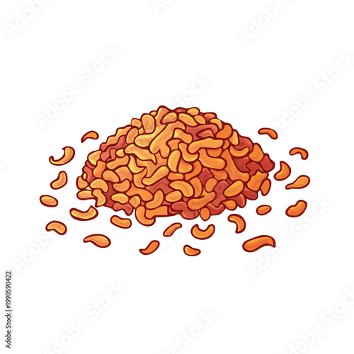 Pile of Crunchy Fried Snacks Isolated on White Background