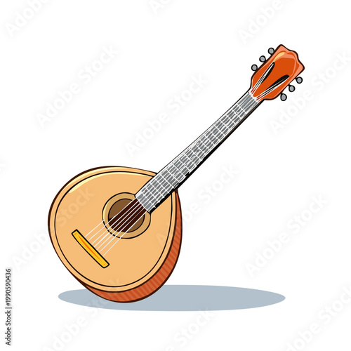 Traditional Folk Stringed Instrument with Pear Shaped Body and Six Strings