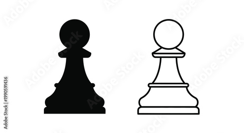 Two chess pawns one black and one white shown as a silhouette