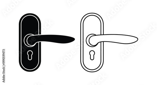 Two door handles one dark and one light depicted as a silhouette