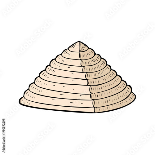 Conical Asian farmer hat illustration with woven texture detail