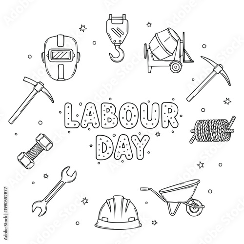  Labour Day Worker Silhouette – Construction Tools Worker Vector Set
