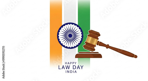 Indian Law Day concept with gavel and flag symbolizing justice and legal system in India vector illustration for awareness and celebration