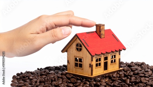 Hand Holding Wooden House Model