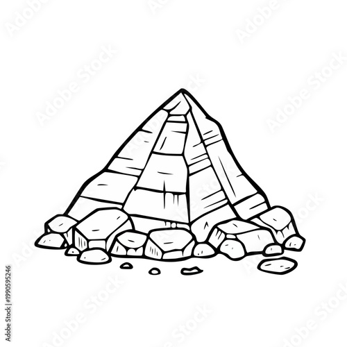 Ancient Egyptian Pyramid Structure Illustration Stone Blocks Drawing Outline