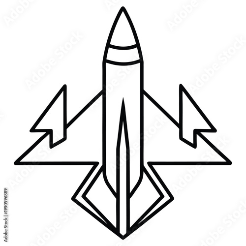 Line art illustration of a fighter jet airplane in flight  vector drawing