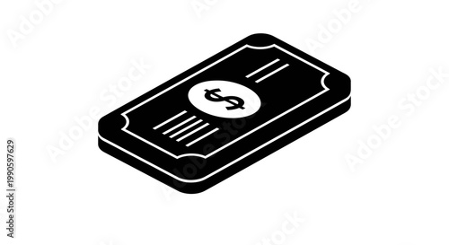 Isometric illustration of a black and white gold bar with a dollar sign
