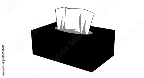 A simple black and white illustration of a tissue box