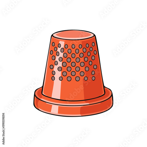 Orange sewing thimble with a textured surface for hand protection during sewing tasks