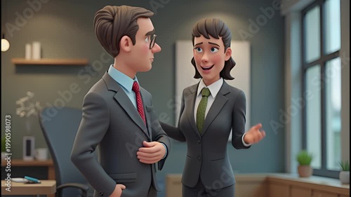 Cinematic footage of a confident company executive giving a motivational speech in a modern office