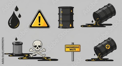 Hazardous Waste Barrels and Symbols.