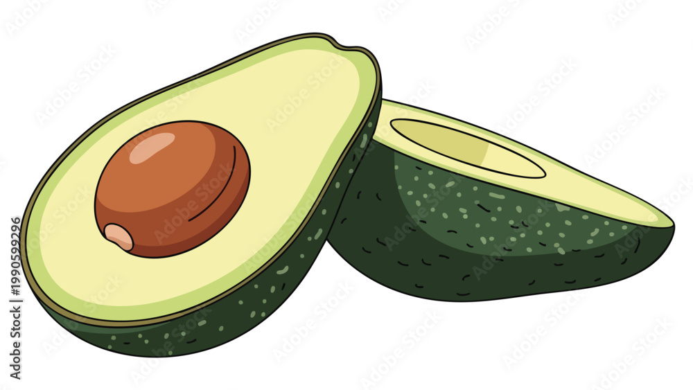 Obraz premium Fresh Avocado Halves Illustration for Food & Health Marketing